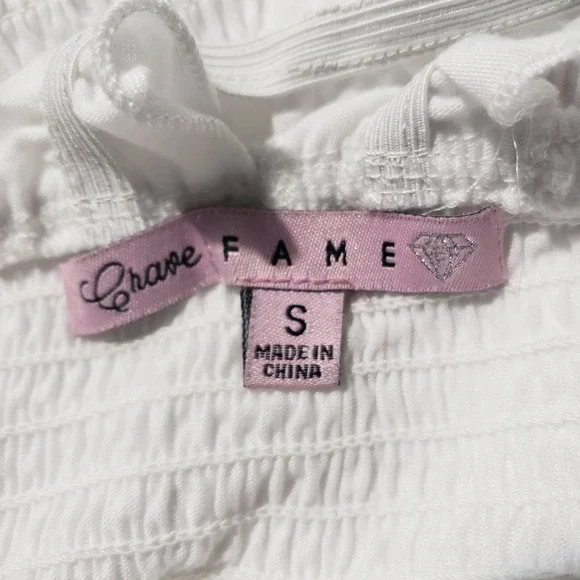 Crave Fame Smocked Tank Top Juniors/Women's Size Small White Stretch Ruffles - Picture 5 of 9